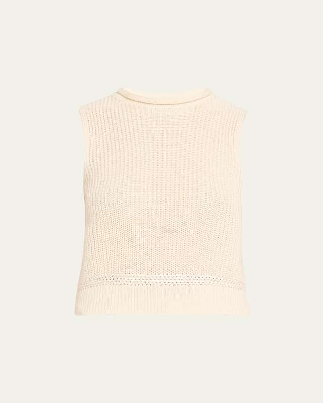 Silk Jersey Sleeveless Rollneck Sweater